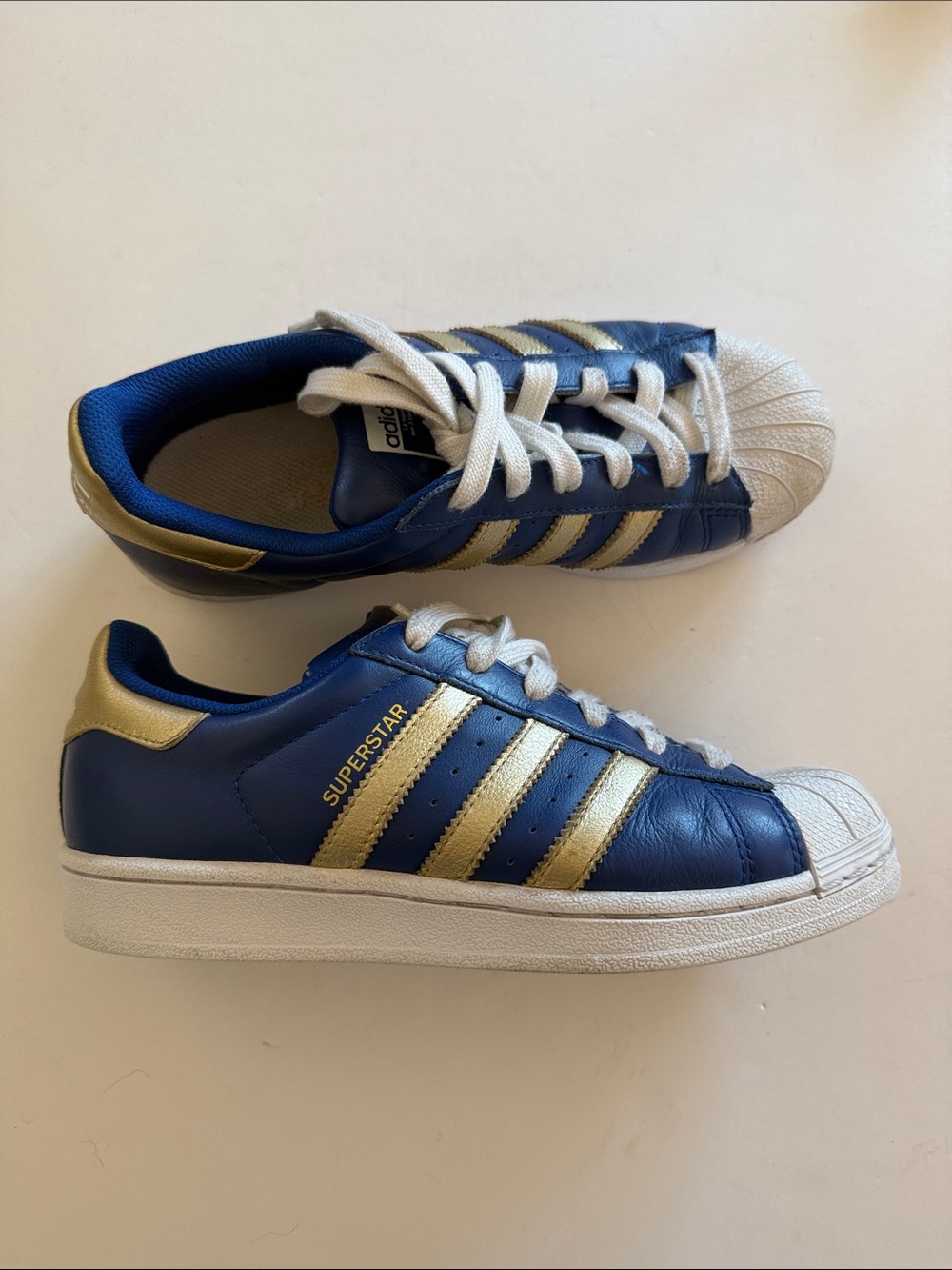 Adidas Superstar II sneakers shoes royal blue gold size 5.5 women’s